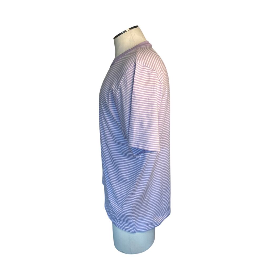 Men XL Armor Lux Short Slv Tee T-Shirt Top Lavender Milk Organic Stripe France - Picture 4 of 7